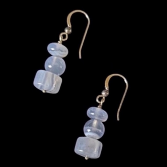 Jay King DTR Sterling Silver Blue Lace Agate Gemstone Drop Dangle Earrings - Picture 2 of 3